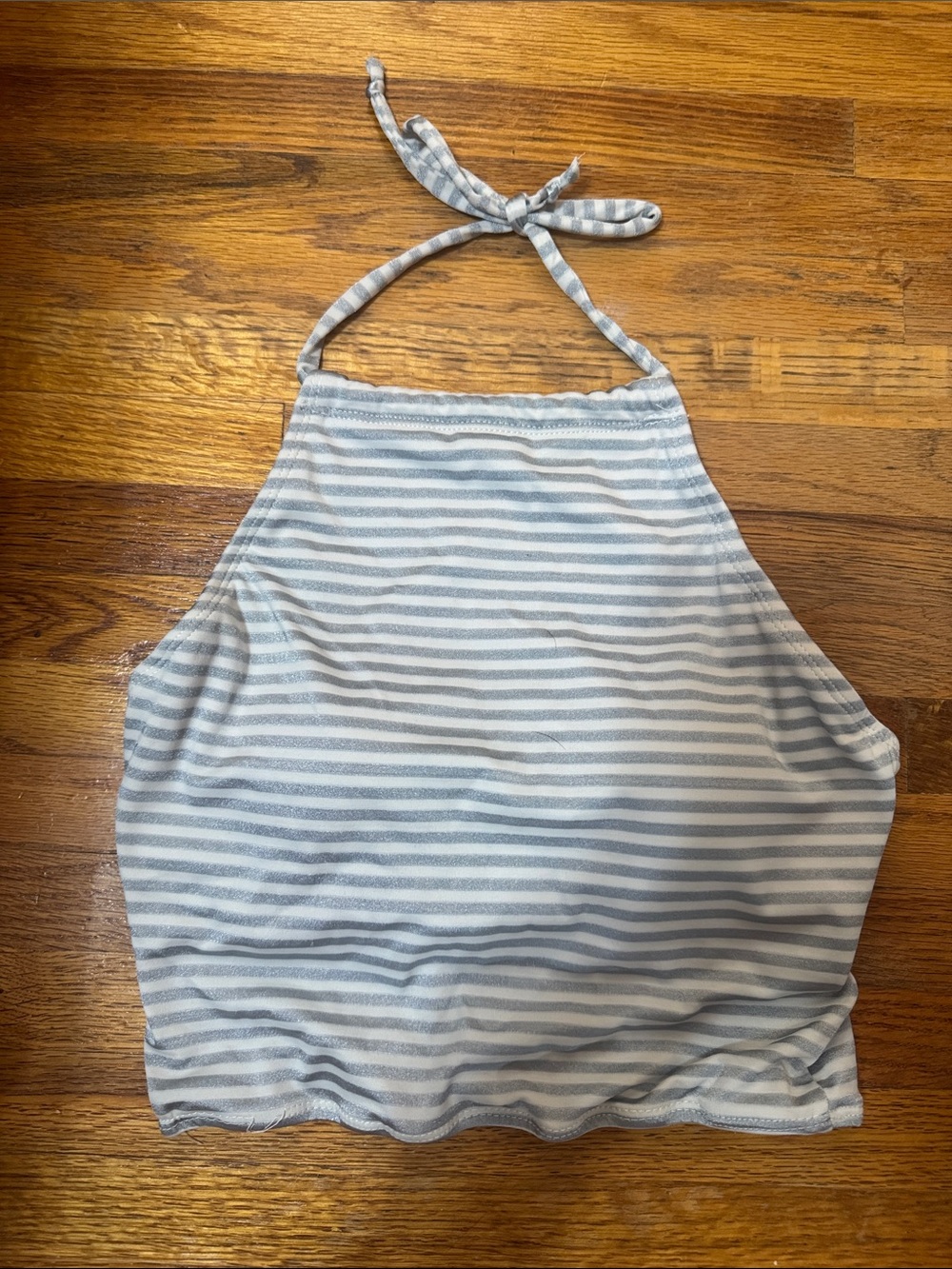 Billy Jo Striped Halter One-Piece Swimsuit - grey/silver & White